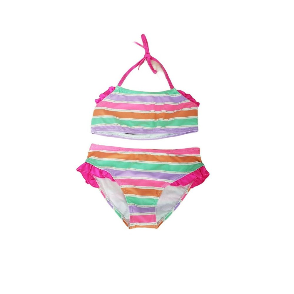 Heat Girls Size 10/12 Rainbow Striped‎ 2 Piece Swimsuit